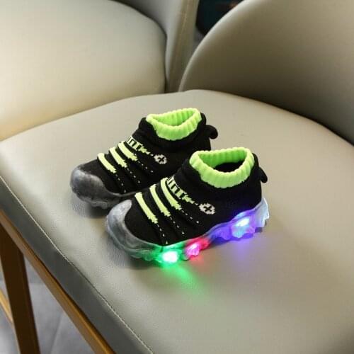 2021 New Kids Led Toddler Children Casual Shoes Boys Girls Sneakers Child Elastic Foot Wrapping Boots Kids Knitted Socks Shoes