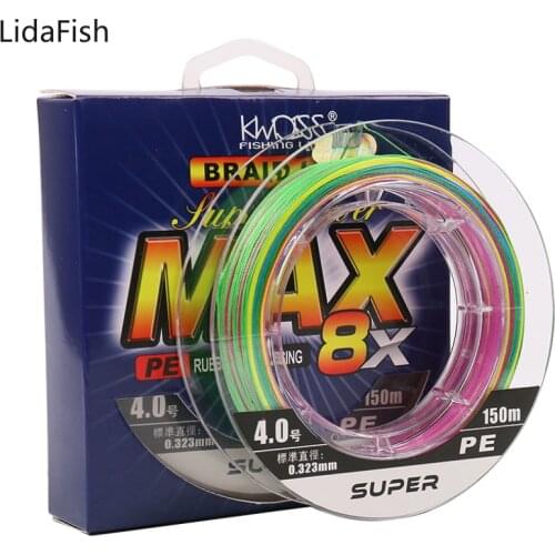 Lidafish New X8 Fishing Line 150M 8 Strands Braided PE Fishing Line Multifilament Carp Fishing Line Fishing Tackle