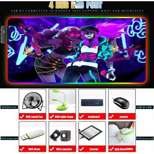 League of Legends Pudge RGB with 4HUB USB LED Backlight Carpet Keyboard Table Mat Multifunctional Gaming Mouse Pad Large Pad