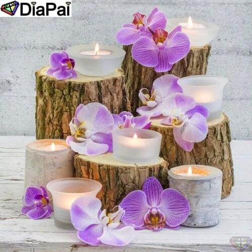 DiaPai 100% Full Square/Round Drill 5D DIY Diamond Painting "Flower candle" Diamond Embroidery Cross Stitch 3D Decor A21566