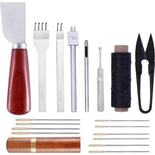LMDZ Leather Sewing Stitching Craft Carving Working Tools Kit Hand Saddle Set Professional Leather craft Accessories
