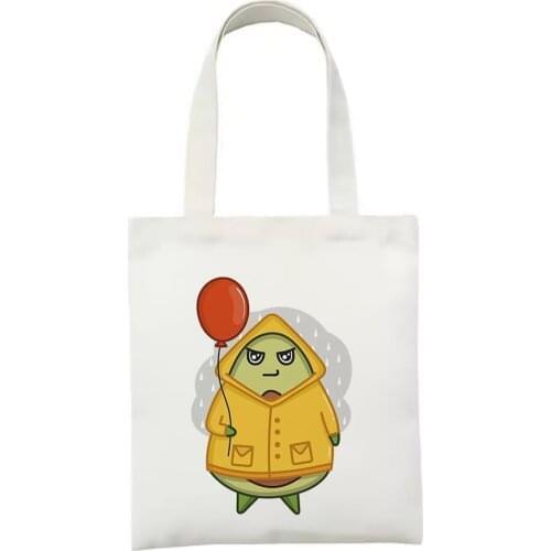 Cute Reusable funny Shopping Bag Fashion Women Canvas Tote Bags Printing Bag Cartoon Bolsa De Compras Shopper Shoulder Bags