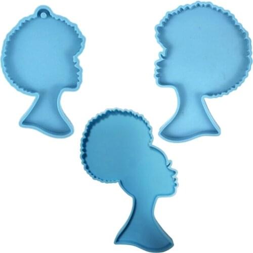 Super Glossy Woman Head Epoxy Resin Mold Keychain Casting Silicone Mould Diy Crafts Pendant Making Tool Valentines Day Present