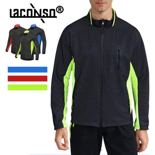 LACONSO Cycling Jacket Jersey Long-Sleeved Mens Reflective And Winter Plus Fleece To Keep Warm Windshield Windbreaker Rainproof