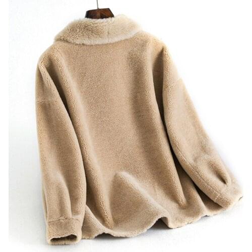 Winter Real Coat Autumn Women Clothes 2020 Short Korean Loose Sheep Shearing Wool Fur Jacket Overcoat Manteau Femme KJ4624