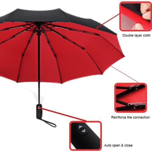 Umbrella Parasol Womens Sun Umbrella Automatic Folding Ten Bone Parasol Reinforced Male Female Windproof Double Rain Umbrella