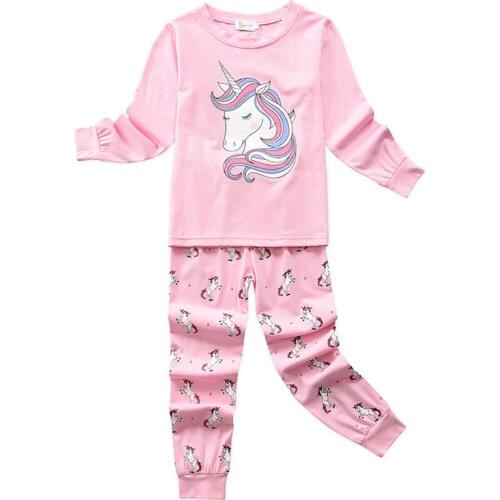2021 Brand New Toddler Infant Kids Baby Girls Unicorn Flower Clothes T-shirt Top Dress Long Pants 2Pcs Set Summer Cartoon Outfit