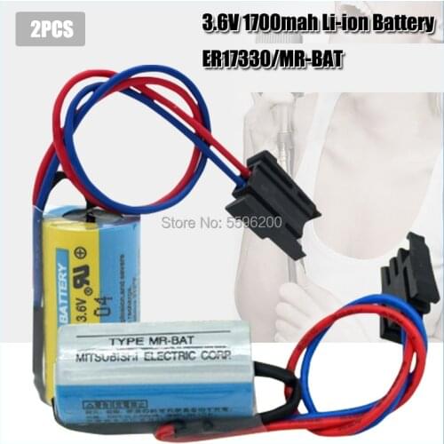 2PC MR-BAT ER17330V programmable controller battery 3.6V 1700mAh ER2 / 3A 17330 lithium ion battery PLC servo battery with plug