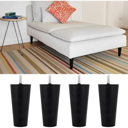 4pcs Plastic Furniture Legs Plastic Round Tapered Table Cabinets feet Sofa Bed TV Cabinet legs black Furniture feet multi-size