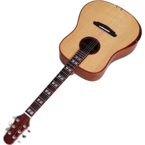 High gloss Acacia Koa 6 Strings natural color electric acoustic guitar full size with radian corner folk guitar solid wood