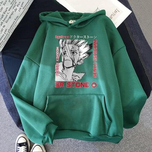 Anime Dr Stone Printed Hoodies Unisex Women/Men Long Sleeve Loose Hooded Graphic Streetwear Student Sweatshirts Casual Hoodie