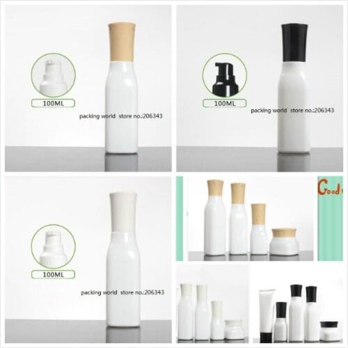 100ml square shape white glass bottle with screw lid lotion/emulsion/serum/foundation/toner/water skin care cosmetic packing