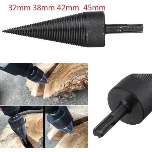 JUSTINLAU 32/38/42/45mm Kindling Firewood Splitter Drill Bit Firewood Split Drill Bit SDS Plus Shank for Hammer Drill