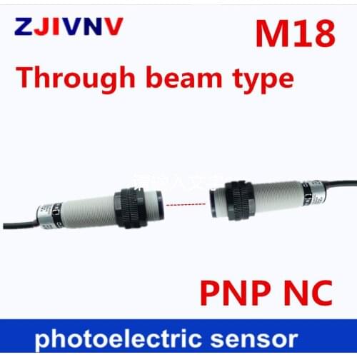 CE approval M18 infrared ray switch Through beam type PNP NC DC10-30V photoelectric sensor photocell switch distance 5m, 5 pairs