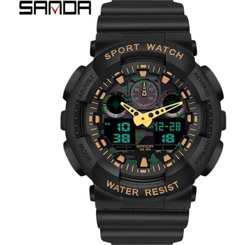 SANDA Luxury Brand Mens Military Sport Watch Women LED Digital Watches Waterproof Black Electronic Clock Man relogio Masculino