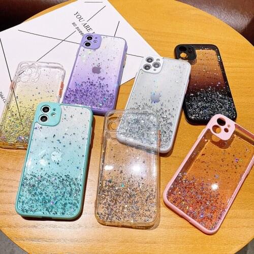 Glitter Stars Phone Case For iPhone SE 2020 Full Protector Camera Gradient Bling Cover For iPhone 12 11 Pro Max X XR XS 7 8 Plus
