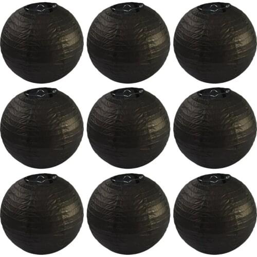 Black Chinese Paper Lanterns 6-8-10-12-14-16 Inch Lampion for Wedding Event Party Decoration Holiday Supplies Paper Hanging Ball