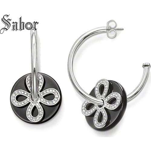 Black Love Knot Creole Hinged Hoop Earrings 2020 New party Fashion Jewelry Round silver color Gift For Women thomas