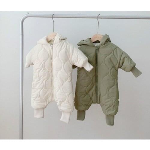 Toddler Baby Winter Clothes Cotton Bodysuit Outwear with Fleece Boys Cartoon Onesies Boutique Girls One Piece Clothes