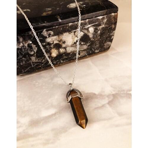 Dr Stone Natural Stone Women 'S Tiger 'S Eye Stone Necklace AHL67