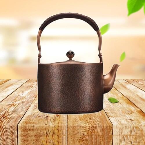 ENERGE SPRING Antique Copper Kettle Handmade Hammer Pattern Red Copper Teapot Thickened Uncoated Kettle Health Tea Set Crafts