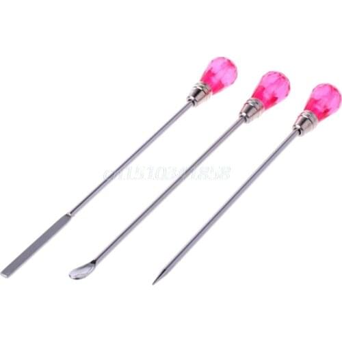 JAVRICK 3Pcs Muddler Poke Needle Spoon Tool Set For Silicone Resin Mold Jewelry Making