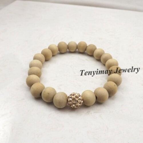 Fashion Champagne Crystal Bracelet Original Wooden Beaded Bracelet For Promotion 20pcs/lot Free Shipping