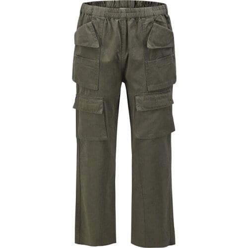 SEVEYFAN 2021 Mens Elastic Waist Cargo Pants Multi Pockets Cannonball Trousers for Male