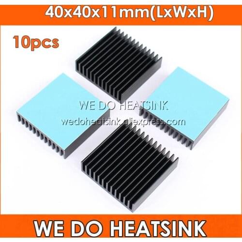 WE DO HEATSINK 10pcs 40x40x11mm Cooler Black Anodize Aluminum Heat Sink Radiator With Thermal Pad For IC,BGA,VGA,PGA,QFP,LCC