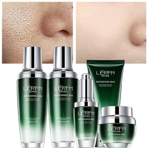 Face Skin Care Set Moisturizing Nourish Desalinating Pores Anti-aging Deep Sea Algae Bimolecular Hyaluronic Acid Five-piece Set