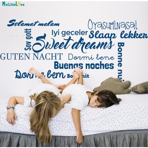 Sweet Dreams Wall Sticker Good Night In Different Languages Home Decor Bedroom Vinyl Art Decals Removable Poster YT2996