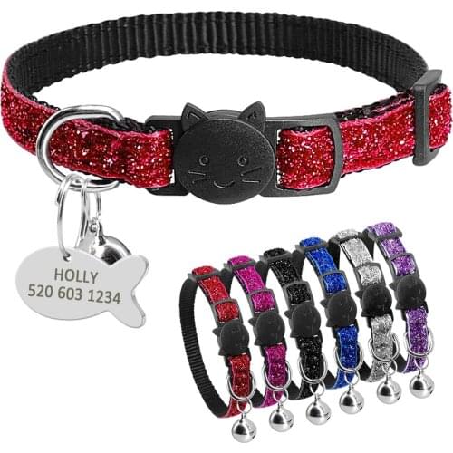 Nylon Cat Collar Personzlied Quick Release Cat Kitten Name Collar Breakaway Cats Puppy Collars With Bell Engrave Name & Phone