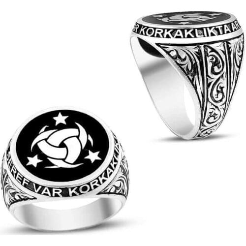 Solid 925 Sterling Silver Ring Ottoman Motif Jewerelly Sterling Silver Star Ring Men Ring Vintage Cool Men Ring