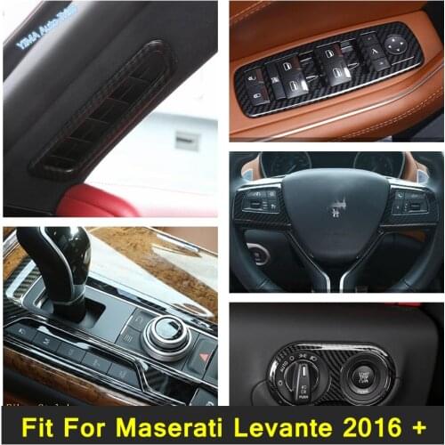 Headlamp Switches / Glass Lift / Steering Wheel / Gear Shift / Pillar A Vent Frame Cover Trim For Maserati Levante 2016 - 2020