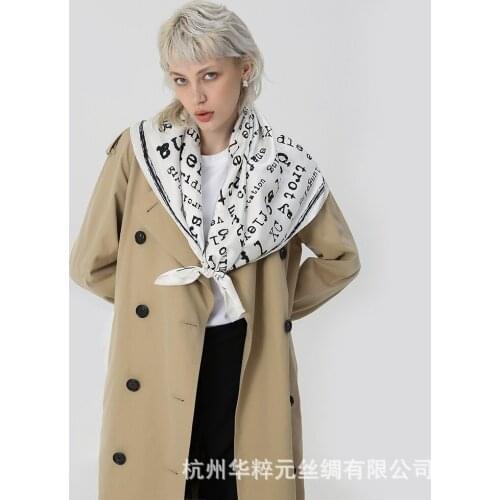 Silk Scarves Womens 100 Silk Scarves Shawl Womens Square Scarves Fashion European and American Letter Printed Scarves