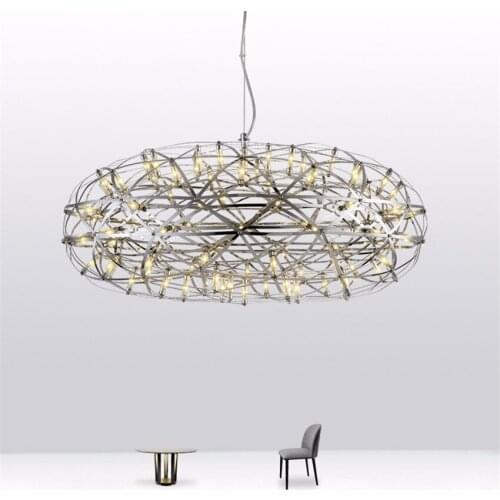 Design Post Modern Firefly Pendant Lights Led Living Room Restaurant Bar Oval Stainless Steel Flower Fire Hanging Lamps Fixtures