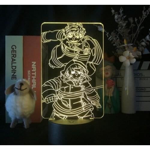 Kids Night Light Projector LED Anime 3D Lamp with Touch Sensor Teenager Room Fire Force Acrylic Nightlight Smart Phone Control