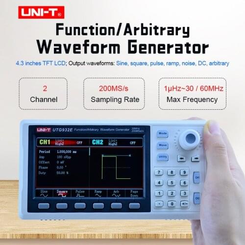 UNI-T UTG932E UTG962E Function Singal Generator 30Mhz 60Mhz Dual Channel Frequency Sine Wave Arbitrary Waveform Generator