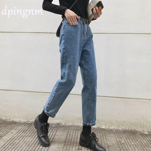Vintage high waist jeans woman 2020 skinny black blue mom boyfriend jeans for women denim pants female trousers streetwear