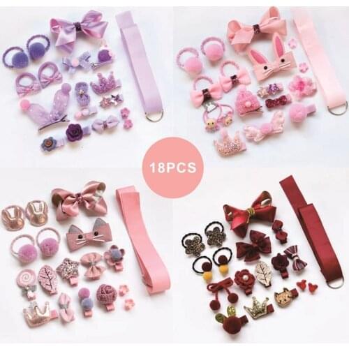 18PC/BOX Lovely Cartoon Baby Hair Clips Luxury Princess Barrettes Hairpin Birthday Gift Hair Accessories For Children HeadWear