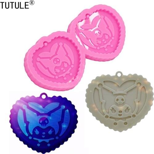 Mirror Old witch silicone mold,Epoxy resin art flat girl mould,Keychain Polymer Clay baking candies hang Pieces mold