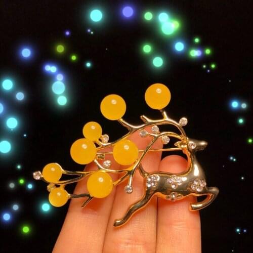Natural amber brooch brooches gifts for women fawn amber brooch pin geometric brooch indian jewelry
