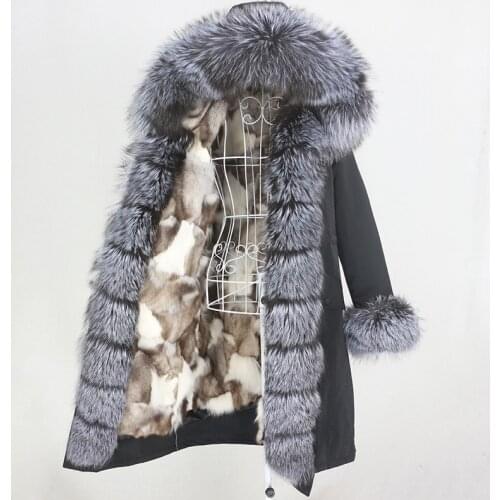 MENINA BONITA 2021 X-long Waterproof Parka Real Fur Coat Winter Jacket Women Natural Fox Fur Hood Warm Detachable Outerwear