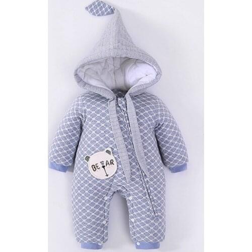FEERIJT Baby Winter Romper 2019 Thick Cute One-piece Cartoon Suit for Newborn Baby Girls Boys Cotton Infant Warm Clothing Hooded