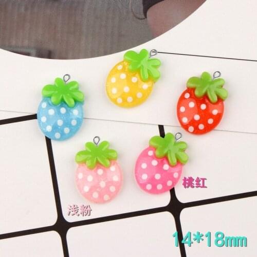 10pcs 14x18mm Resin color fruit strawberry charms flatback cabochon pendant jewelry making Diy Hair Ornaments Hanging Material