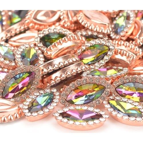 21*13mm Glass Crystal With Rhinestones In Silver Claw Settings Marquise Navette Shape Glue On Rhinestone Wedding Dress Diy