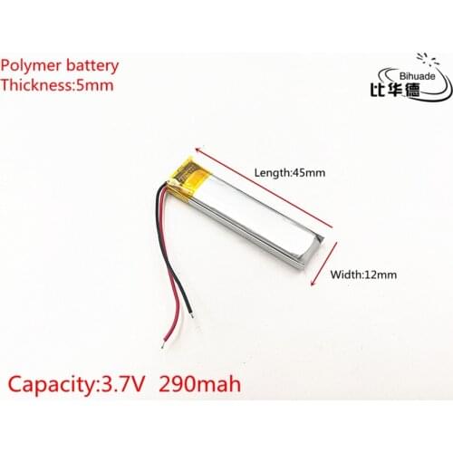 3.7V 290mAh 501245 Lithium Polymer Li-Po li ion Rechargeable Battery cells For Mp3 MP4 MP5 toy mobile bluetooth