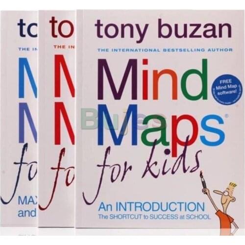 3 books/set,Childrens english mind map books,Tony Buzan: Mind Maps for Kids ,Exercise childrens Multiple Intelligences books