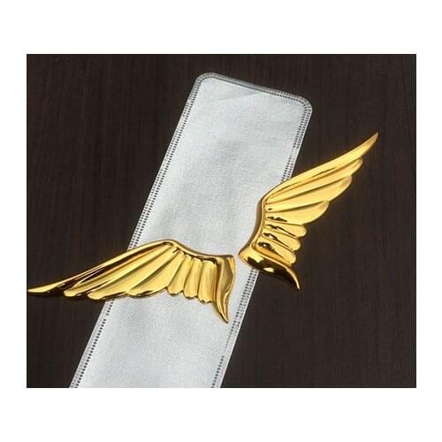 3D Gold Auto Stickers Metal Angel Eagle Wings Badge Emblem Decal Motorcycle Modified Car Accessories