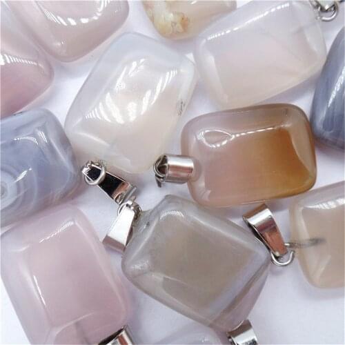 50Pcs 20x16x6mm Wholesale Natural Gray Agate Oblong Pendant Bead DIY Jewelry Accessories Earrings S547